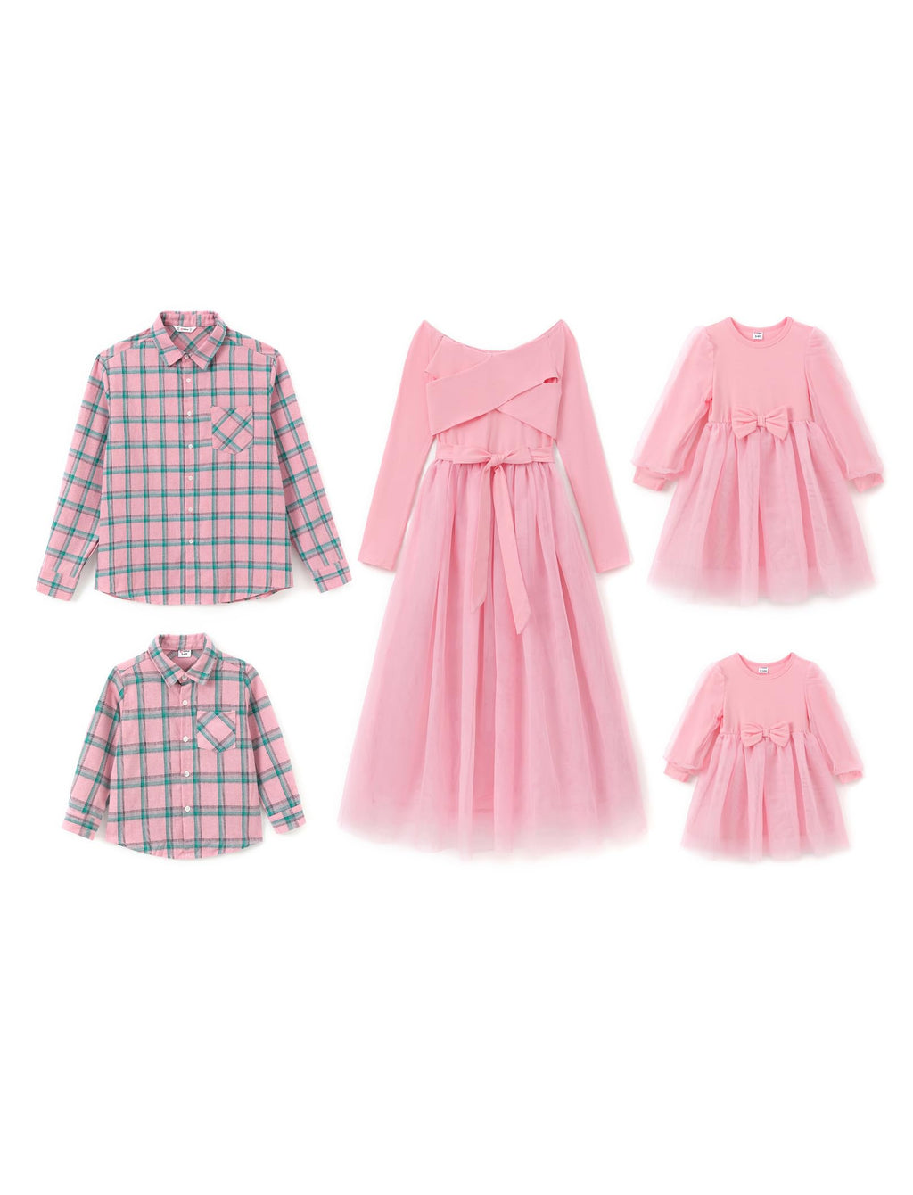 PATPAT Family Matching Outfits Set Mommy and Me Dresses Off Shoulder Midi Dress Pink Girls 9-10 Years